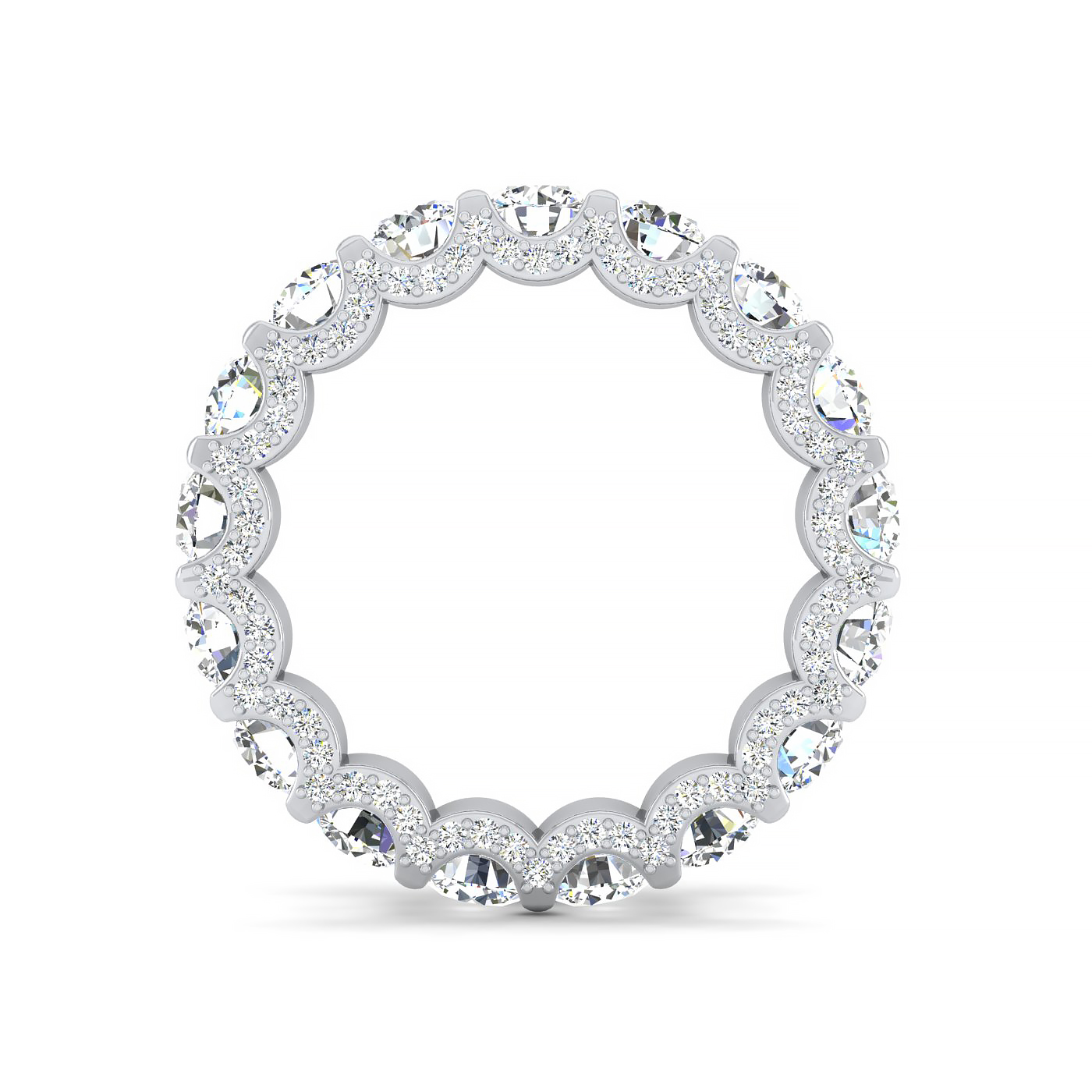 Round Shape Eternity Band with Pave Set Side Diamonds